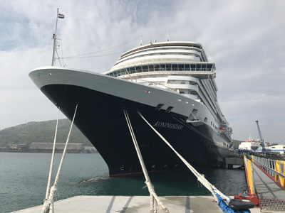 Holland America's Koningsdam using berth extension on 11th May 2017